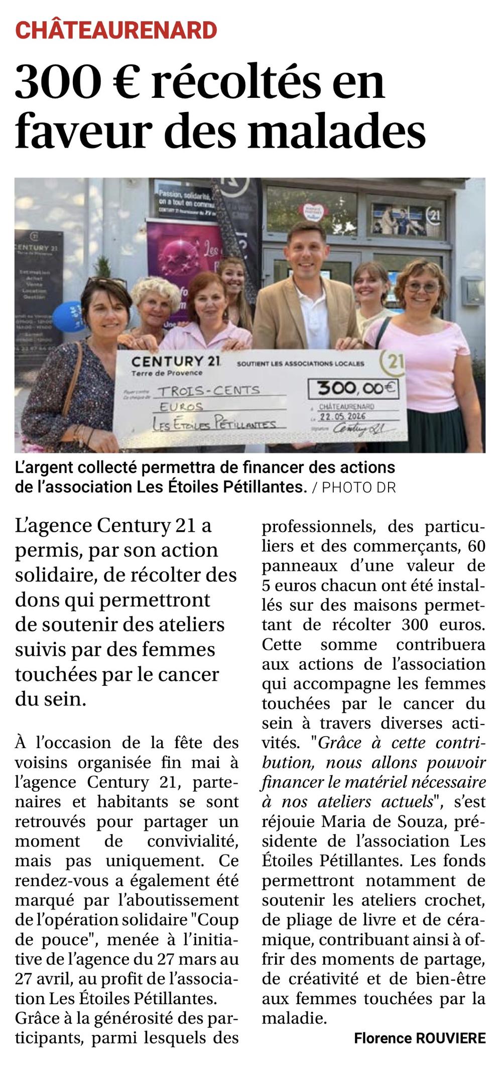 Article La Provence - Remise de chèque