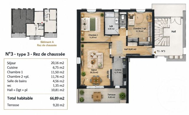 Appartement T3 à vendre - 3 pièces - 66.89 m2 - CHATEAURENARD - 13 - PROVENCE-ALPES-COTE-D-AZUR - Century 21 Terre De Provence