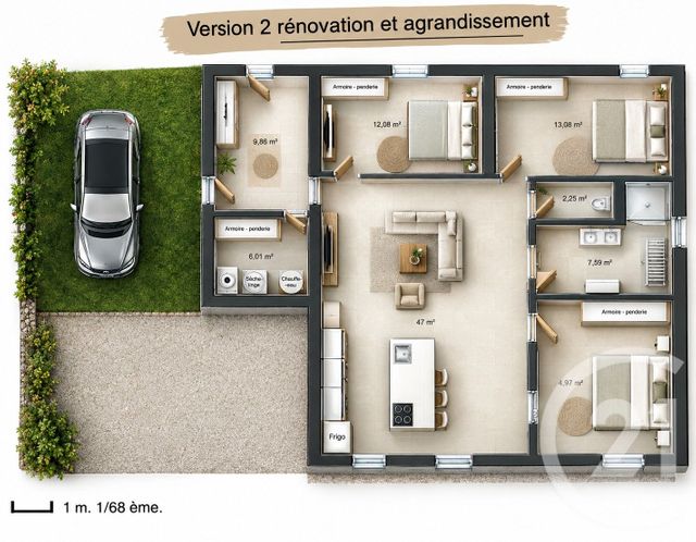 maison à vendre - 3 pièces - 72.15 m2 - CHATEAURENARD - 13 - PROVENCE-ALPES-COTE-D-AZUR - Century 21 Terre De Provence