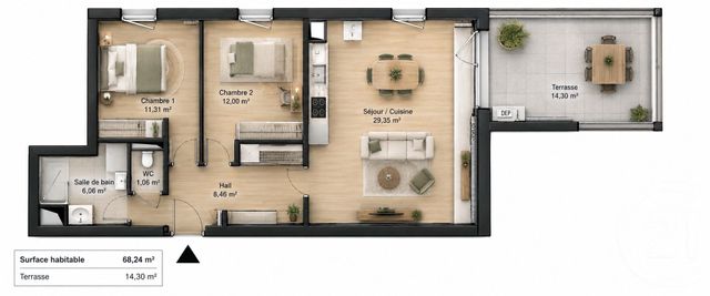 Appartement T3 à vendre - 3 pièces - 68.24 m2 - CHATEAURENARD - 13 - PROVENCE-ALPES-COTE-D-AZUR - Century 21 Terre De Provence