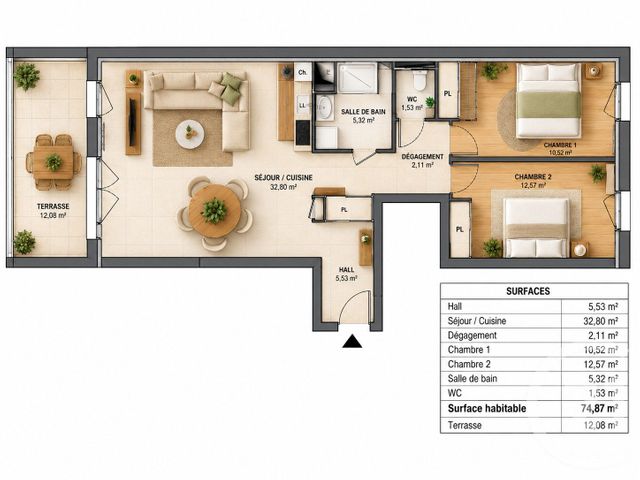 Appartement T3 à vendre - 3 pièces - 74.87 m2 - CHATEAURENARD - 13 - PROVENCE-ALPES-COTE-D-AZUR - Century 21 Terre De Provence